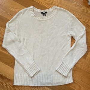 PAIGE Cream Knit Lightweight Crewneck Sweater